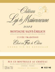 Etiquette Lys de maisonneuve Cuv&eacute;e Tradition